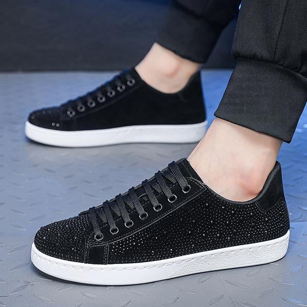 MEN'S STYLISH RHINESTONE LACE-UP CASUAL SHOES 27605133S