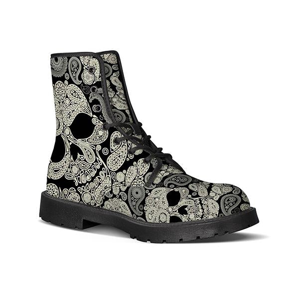 MEN'S SKULL DESIGN LACE UP CANVAS BOOTS 77427564YL