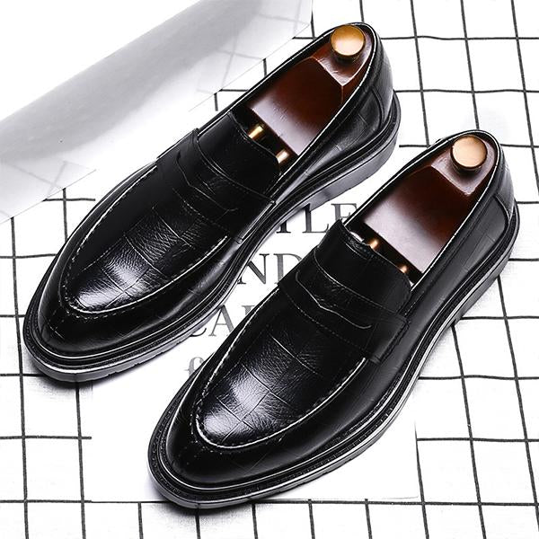 MEN'S THICK-SOLED SLIP-ON CASUAL BUSINESS LEATHER SHOES 30317375S