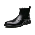 MEN'S RETRO SIDE ZIPPER POINTED LEATHER BOOTS 66084987YL