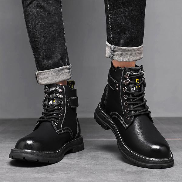 MEN'S CASUAL SIDE ZIPPER WORK STYLE LACE UP BOOTS 53080754S