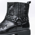 MEN'S EMBROIDERED CHUNKY HEEL VINTAGE HARNESS BOOTS 87732284S