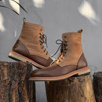 MEN'S RETRO STITCHING WORKWEAR STYLE LACE-UP BOOTS 81944525S