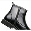 MEN'S SOLID COLOR POINTED SIDE ZIPPER LEATHER BOOTS 24803515YL