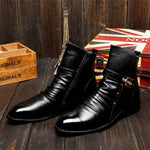 MEN'S STYLISH POINTED TOE BELT BUCKLE CHELSEA SHOES 51111217S