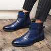 MEN'S FASHION CROCODILE PATTERN SIDE ZIPPER ANKLE BOOTS 75259248S