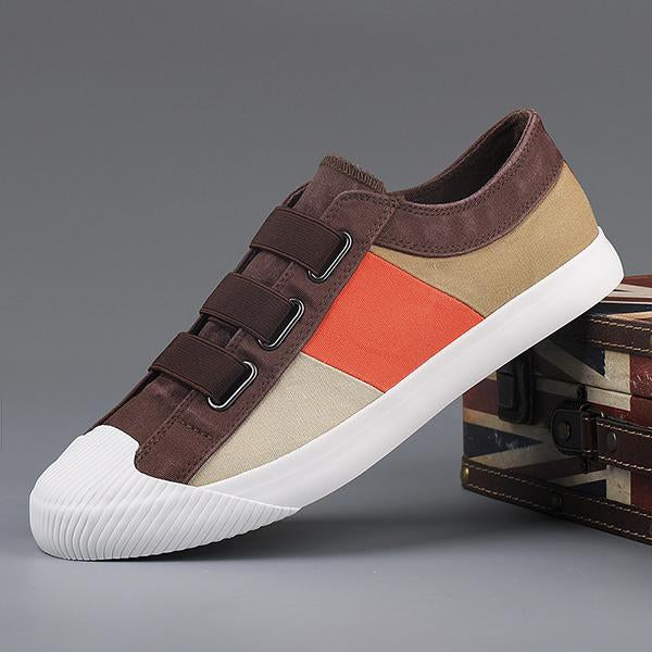 MEN'S CASUAL CONTRAST COLOR SLIP-ON CANVAS SHOES 76427249S