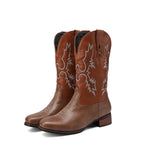 MEN'S RETRO EMBROIDERED SQUARE TOE RETRO COWBOY BOOTS 87377955YL