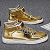 MEN'S CASUAL SPORTS PATENT LEATHER MID-TOP SNEAKERS 95732639S