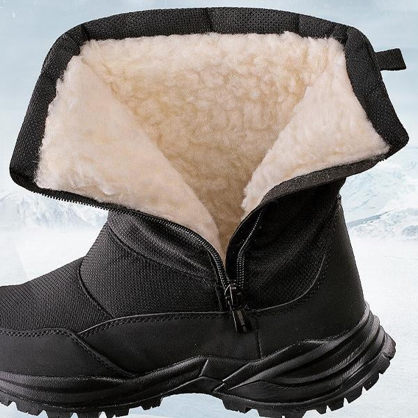 MEN'S BLACK OUTDOOR WATERPROOF COMFORTABLE FAUX FUR BOOTS 26348805YL