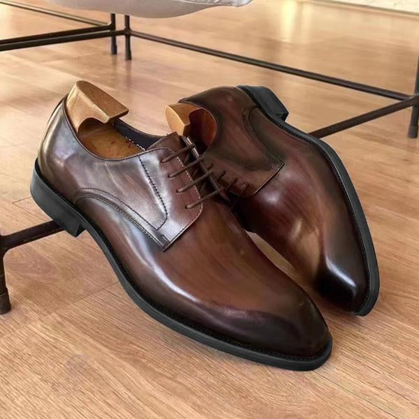 MEN'S IMITATION WOODGRAIN FASHION SQUARE TOE DRESS SHOES 59131483S