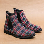 MEN'S RETRO BUSINESS CHECKERED CHELSEA BOOTS 57453227S