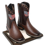 MEN'S VINTAGE FLAG EMBROIDERED WESTERN BOOTS 11619620S