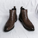 MEN'S POINTED RETRO CHELSEA LEATHER BOOTS 35459545YL