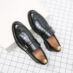 MEN'S CASUAL STONE PATTERN BUCKLE DECORATED DRESS SHOES 82563835S