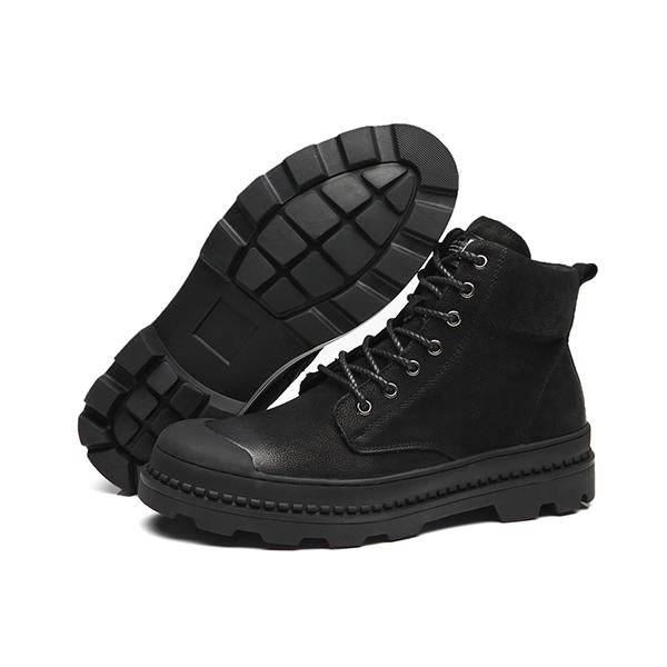 MEN'S RETRO BLACK CASUAL LACE-UP WORK ANKLE BOOTS 55601960S