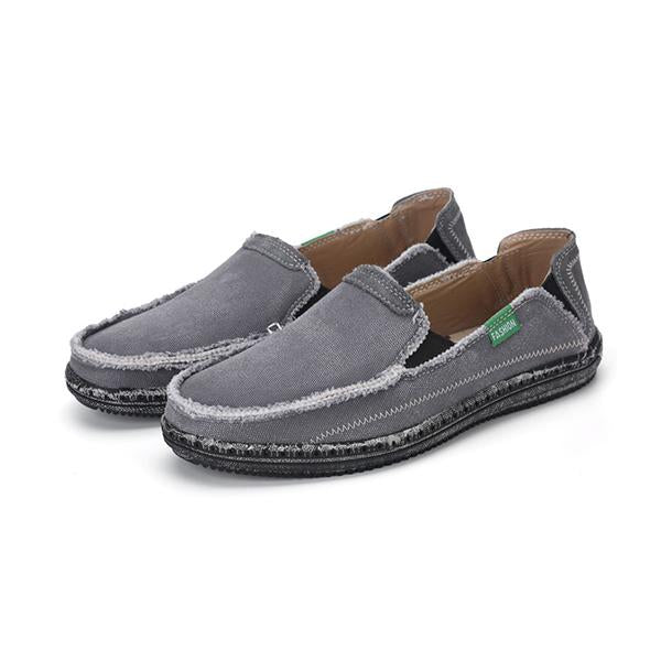 MEN'S RETRO LOAFERS RUBBER-SOLED CANVAS SHOES 27530787S