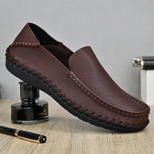 MEN'S WIDE FOOTED CASUAL LEATHER LOAFERS 09464668YL