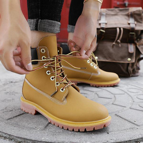 MEN'S FASHION CASUAL YELLOW LACE UP BOOTS 20871441S