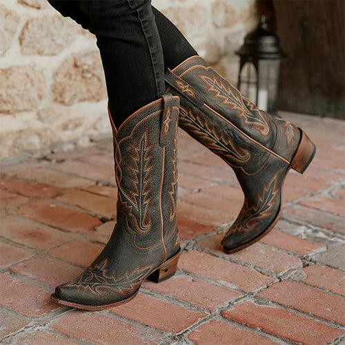 MEN'S RETRO WESTERN POINTED COWBOY KNIGHT BOOTS 13508165YL