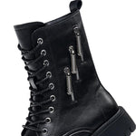 MEN'S BLACK ZIPPER DESIGN BIKER BOOTS 50198042YL