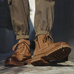 MEN'S THICK SOLE CASUAL LACE-UP WORKER STYLE BOOTS 27138749S