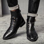 MEN'S STYLISH RIVET POINTED TOE CASUAL RETRO ANKLE BOOTS 38395405S