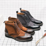 MEN'S CASUAL POINTED TOE CARVED LACE-UP ANKLE BOOTS 43304306S