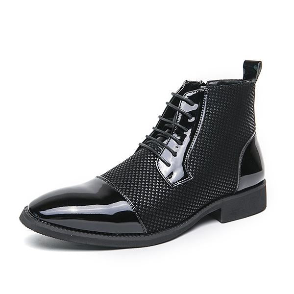 MEN'S CASUAL POINTED LACE UP LEATHER BOOTS 13835085YL