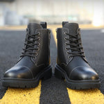 MEN'S RETRO BLACK WORKER STYLE LACE-UP BOOTS 61379377S