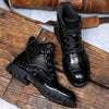 MEN'S VINTAGE IMITATION CROCODILE PATTERN LACE-UP BOOTS 43539400S