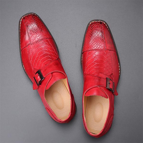 MEN'S SIDE BUCKLE CASUAL CROCODILE PATTERN DRESS SHOES 51829149S