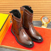 MEN'S ROUND TOE SOLID COLOR RETRO SIDE ZIPPER BOOTS 27338413YL