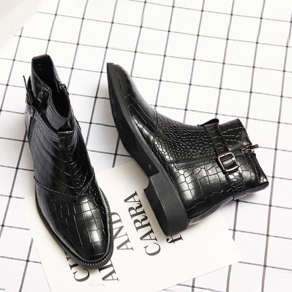 MEN'S FASHION CROCODILE PATTERN SIDE ZIPPER ANKLE BOOTS 75259248S