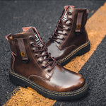 MEN'S CASUAL AND FASHIONABLE SOLID COLOR LACE UP BOOTS 86639888YL