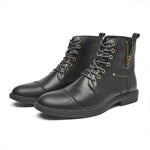 MEN'S RETRO SIDE ZIPPER DECORATED LACE-UP BOOTS 27653194S