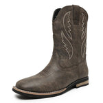 MEN'S SQUARE TOE SIDE ZIPPER RETRO WESTERN EMBROIDERY BOOTS 90513558YL