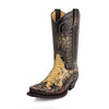 MEN'S RETRO SNAKE PRINT GOLD SPLICED COWBOY BOOTS 01703713S