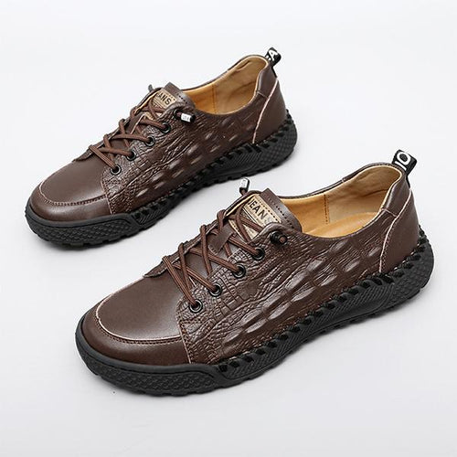 MEN'S HAND-STITCHED SOFT-SOLED CROCODILE-PRINT CASUAL SHOES 03621393S