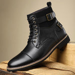 MEN'S CASUAL ANTI-SLIP BELT BUCKLE LACE UP BOOTS 07957754S