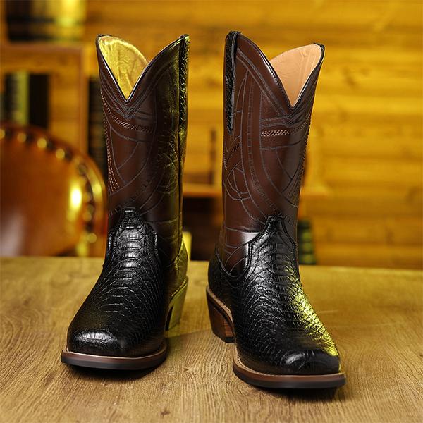 MEN'S VINTAGE SNAKE EMBROIDERED COWBOY BOOTS 99107541S