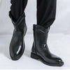 MEN'S ROUND TOE SOLID COLOR RETRO SIDE ZIPPER BOOTS 27338413YL