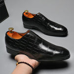 MEN'S CROCODILE PATTERN VINTAGE SLIP-ON DRESS SHOES 20799054S