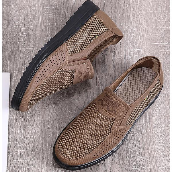 MEN'S FABRIC PERFORATED BREATHABLE ROUND TOE CASUAL SHOES 53120958YL