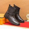 MEN'S EMBROIDERED CHUNKY HEEL VINTAGE HARNESS BOOTS 87732284S