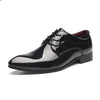 MEN'S POINTED TOE LACE-UP SHINY LEATHER SHOES 84489087S