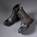 MEN'S CASUAL PATCHWORK ZIP-UP MOTORCYCLE BOOTS 32732082S