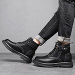 MEN'S CASUAL SIDE ZIPPER WORK STYLE LACE UP BOOTS 53080754S