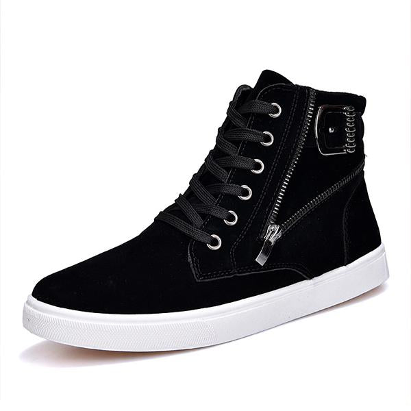 MEN'S BELT BUCKLE LACE-UP HIGH-TOP CASUAL SHOES 42210186S