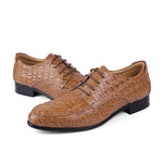 MEN'S CROCODILE PATTERNED BLOCK LEATHER SHOES 31185066YL